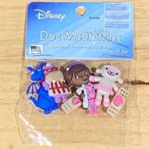 Disney Doc McStuffins Dress It Up Novelty Buttons 6pc Set 7731 New
